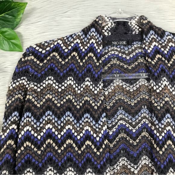 NIC+ZOE Celestial Open Front Chevron Pattern Knit Cardigan Women’s Size Small - Picture 3 of 13